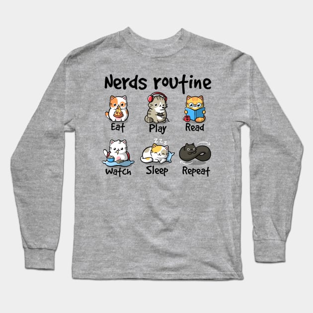 Nerds routine cat Long Sleeve T-Shirt by NemiMakeit